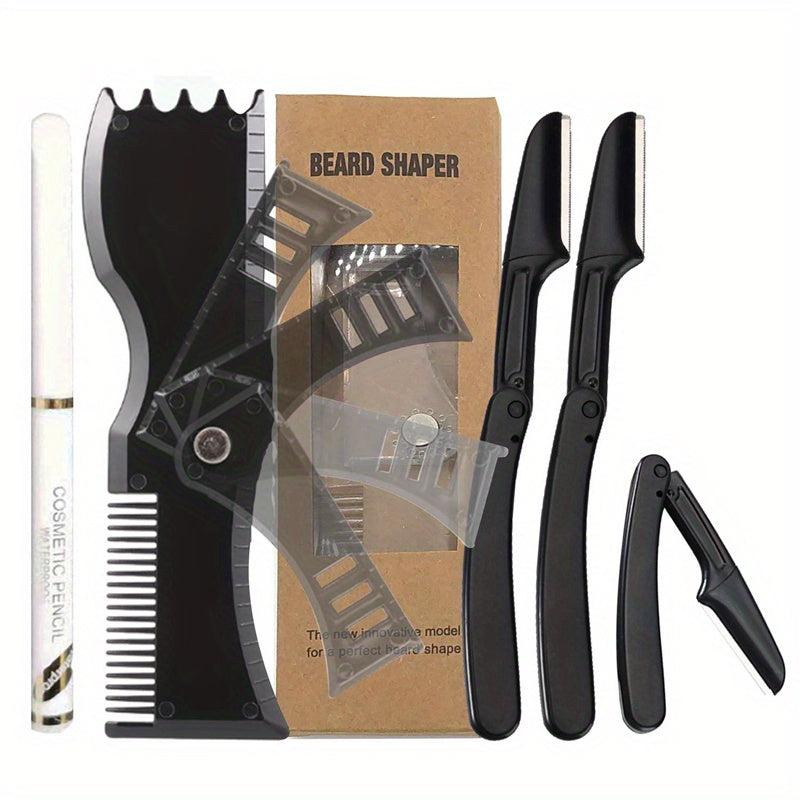 Beard Shaping Kit with Adjustable Shaper Razors and Template Guide
