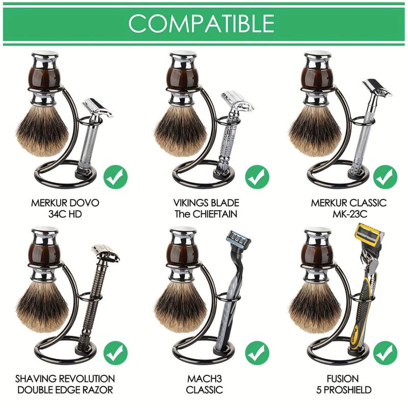 Stainless Steel Safety Razor Stand Shaving Brush Holder