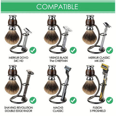 Stainless Steel Safety Razor Stand Shaving Brush Holder