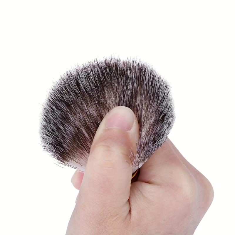 Wooden Handle Men's Shaving Brush Set Soft Hair Stainless Steel Stand & ABS Bowl