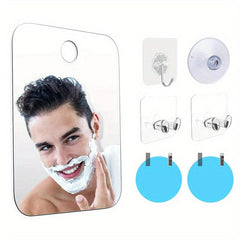 Portable Anti Fog Shower Mirror Unbreakable Traveling Shaving Mirror