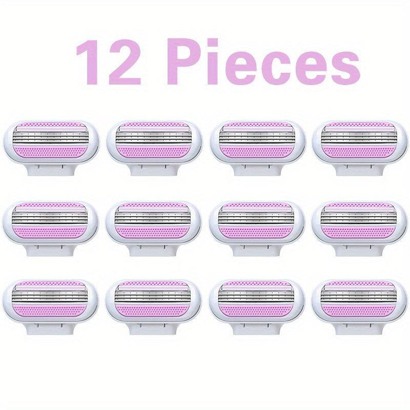 12 Pcs Women's 3 Blade Safety Razor with Fusion Blades for Hair Removal
