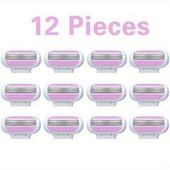 12 Pcs Women's 3 Blade Safety Razor with Fusion Blades for Hair Removal