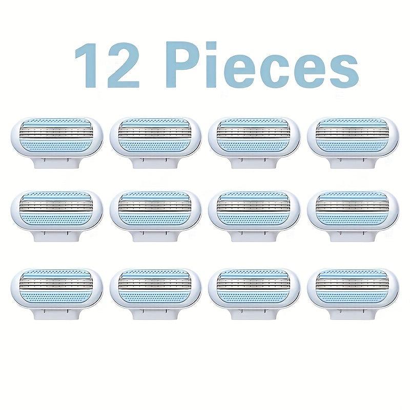 12 Pcs Women's 3 Blade Safety Razor with Fusion Blades for Hair Removal