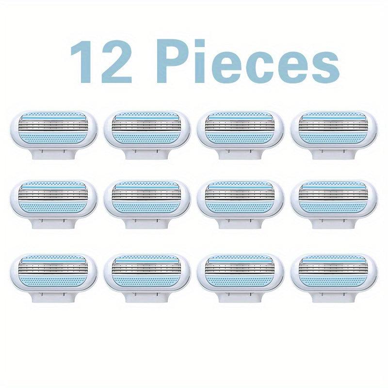 12 Pcs Women's 3 Blade Safety Razor with Fusion Blades for Hair Removal