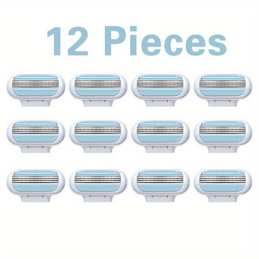 12 Pcs Women's 3 Blade Safety Razor with Fusion Blades for Hair Removal
