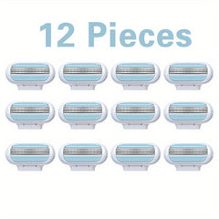12 Pcs Women's 3 Blade Safety Razor with Fusion Blades for Hair Removal