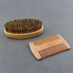 Beard Brush & Comb Set Boar Bristle Wooden Comb Men