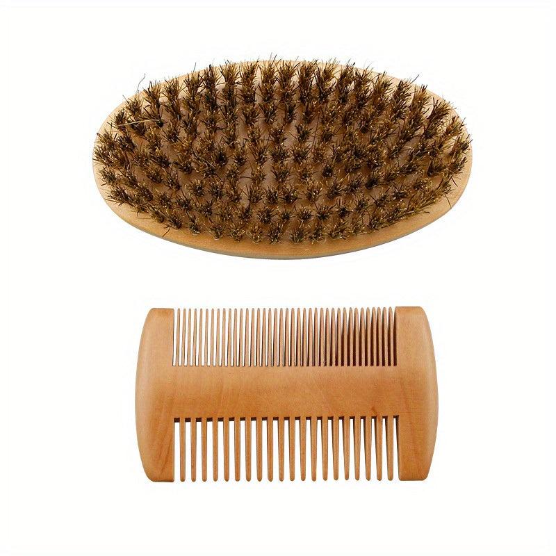 Beard Brush & Comb Set Boar Bristle Wooden Comb Men