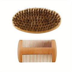 Beard Brush & Comb Set Boar Bristle Wooden Comb Men