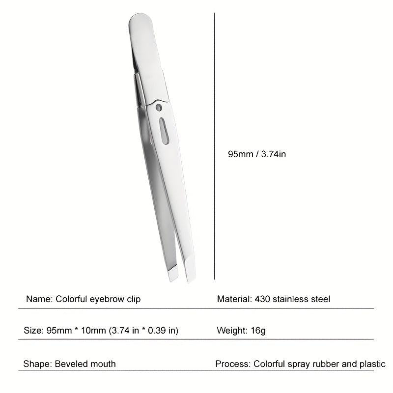 Colorful Stainless Steel Tweezers for Eyebrow Grooming and Hair Removal
