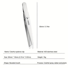 Colorful Stainless Steel Tweezers for Eyebrow Grooming and Hair Removal
