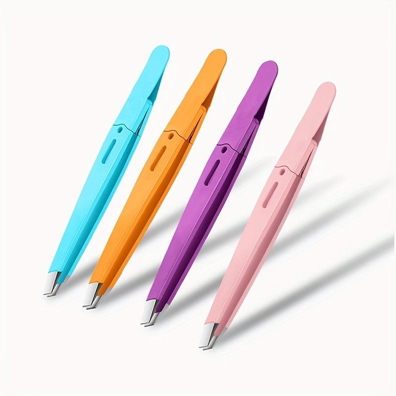 Colorful Stainless Steel Tweezers for Eyebrow Grooming and Hair Removal