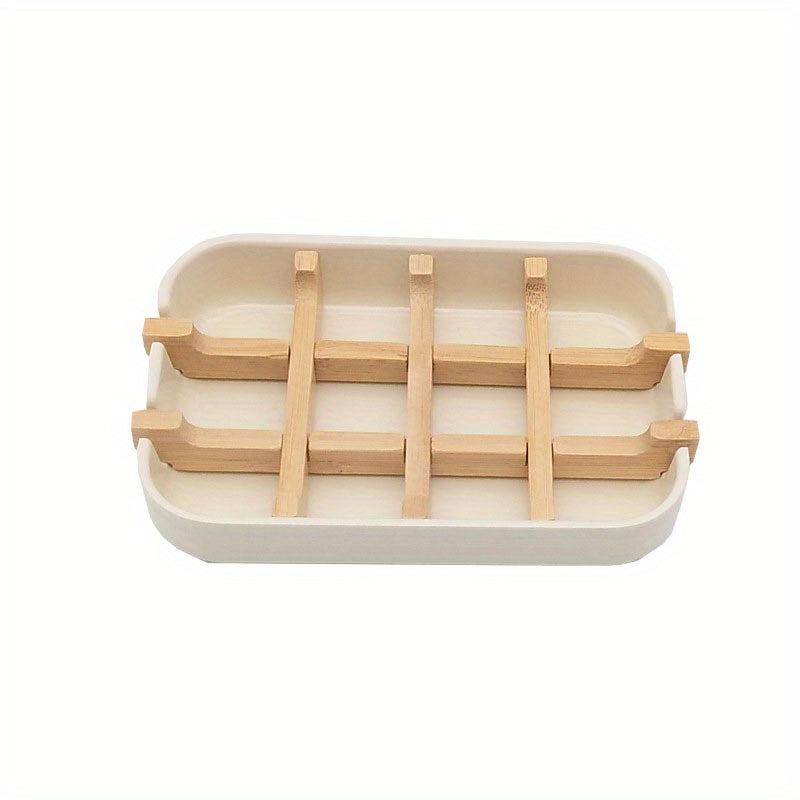Bamboo Wooden Soap Dish Bathroom Soap Rack Shower Soap Rack