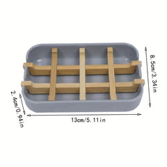 Bamboo Wooden Soap Dish Bathroom Soap Rack Shower Soap Rack