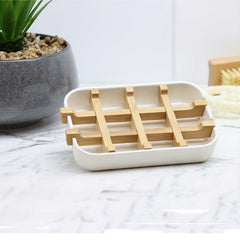 Bamboo Wooden Soap Dish Bathroom Soap Rack Shower Soap Rack