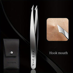 Precision Stainless Steel Tweezers Set with Leather Case