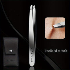 Precision Stainless Steel Tweezers Set with Leather Case