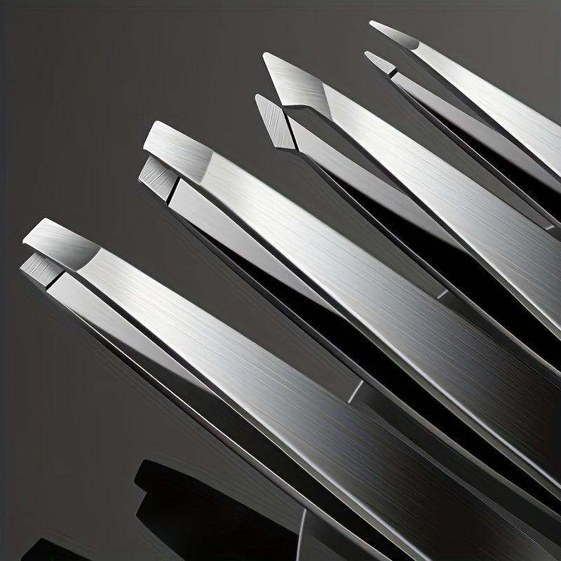 Precision Stainless Steel Tweezers Set with Leather Case