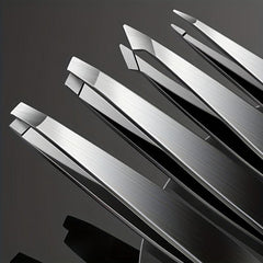 Precision Stainless Steel Tweezers Set with Leather Case