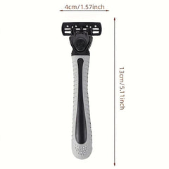 3-Layer Manual Razor Set with Stainless Steel Handle & Refills