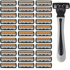 3-Layer Manual Razor Set with Stainless Steel Handle & Refills