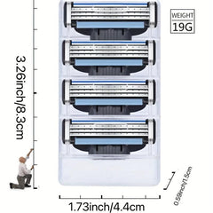 Men's 3-Layer Razor Blade Refills with Lubrastrip - 1 Holder & 4 Blades
