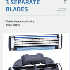 Men's 3-Layer Razor Blade Refills with Lubrastrip - 1 Holder & 4 Blades