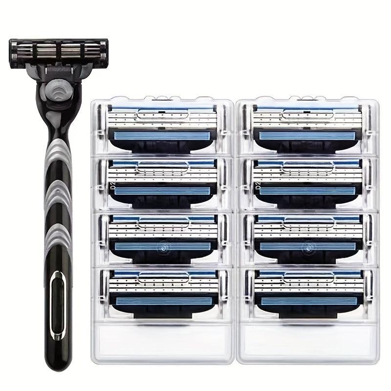 Men's 3-Layer Razor Blade Refills with Lubrastrip - 1 Holder & 4 Blades