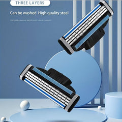 Men's 3-Layer Razor Blade Refills with Lubrastrip - 1 Holder & 4 Blades