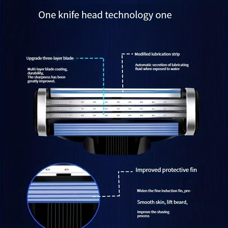 Refillable 3-Blade Disposable Razors for Men Sensitive Skin Shaving