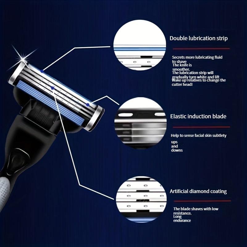 Refillable 3-Blade Disposable Razors for Men Sensitive Skin Shaving