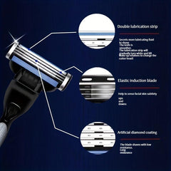 Refillable 3-Blade Disposable Razors for Men Sensitive Skin Shaving