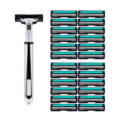 Wet Shaving Razor Set with 24 Blades Skin Guard