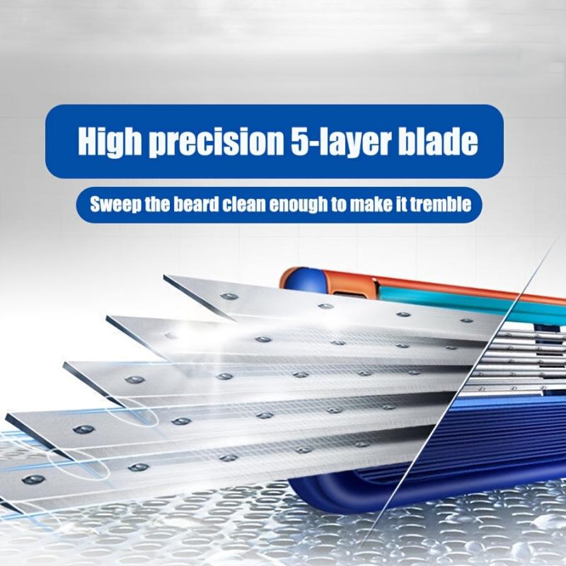 5-Layer Stainless Steel Men's Razor with Handle Holder