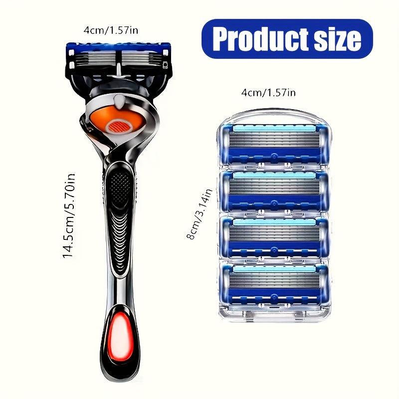 5-Layer Stainless Steel Men's Razor with Handle Holder