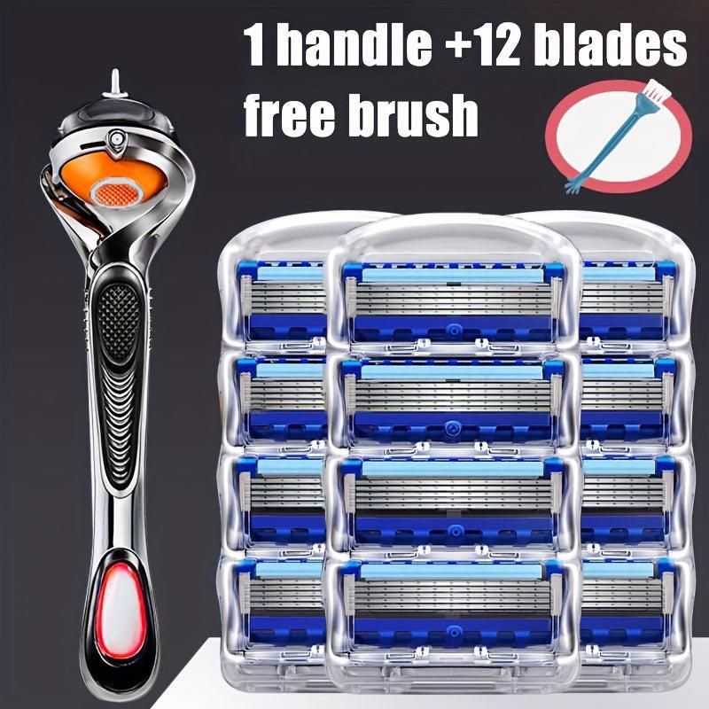 5-Layer Stainless Steel Men's Razor with Handle Holder