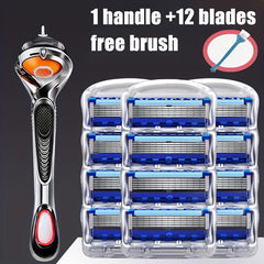 5-Layer Stainless Steel Men's Razor with Handle Holder