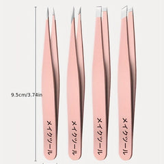 4-in-1 Eyebrow Tweezers Set Stainless Steel Professional Hair Removal Tools