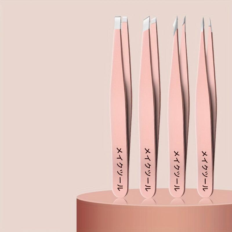 4-in-1 Eyebrow Tweezers Set Stainless Steel Professional Hair Removal Tools