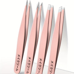 4-in-1 Eyebrow Tweezers Set Stainless Steel Professional Hair Removal Tools