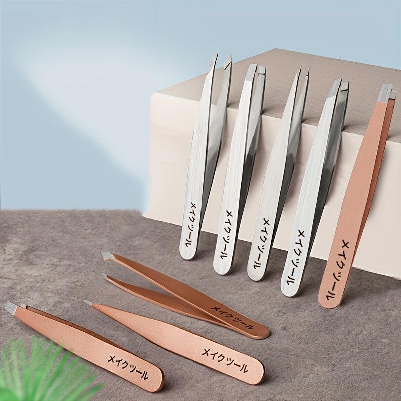 4-in-1 Eyebrow Tweezers Set Stainless Steel Professional Hair Removal Tools