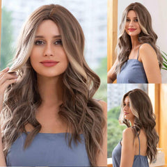 Long Wavy Brown Butterfly Haircut Synthetic Hair Wig