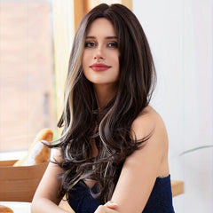 Long Wavy Brown Butterfly Haircut Synthetic Hair Wig