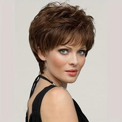 Brown 15 24 Cm Short Pixie Cut Hair Wigs For Women