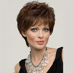 Brown 15 24 Cm Short Pixie Cut Hair Wigs For Women