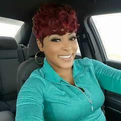 Short Layered Wig With Bangs Brown Mixed Wig Natural Short Wig Synthetic
