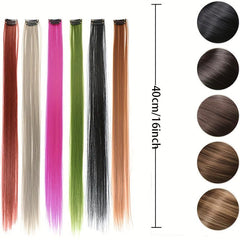 10 Pcs Colored Hair Extension Clip In Wig Pieces Women Multi-Color Hairpieces