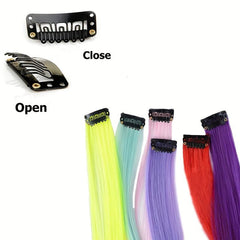10 Pcs Colored Hair Extension Clip In Wig Pieces Women Multi-Color Hairpieces