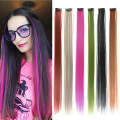 10 Pcs Colored Hair Extension Clip In Wig Pieces Women Multi-Color Hairpieces